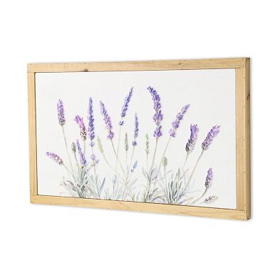 HomeRoots 16" X 26" Natural White And Lavender Floral Wood Framed Art