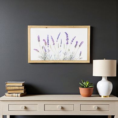 HomeRoots 16" X 26" Natural White And Lavender Floral Wood Framed Art