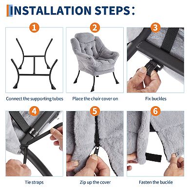 Lazy Chair with Ottoman & Side Pocket - Modern Lounge Accent Armchair, Comfy Reading Seat