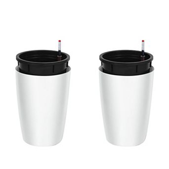 16 Inch Tall Planter Set of 2 Self-Watering Flower Pots for Outdoor Water Level Monitor Planters
