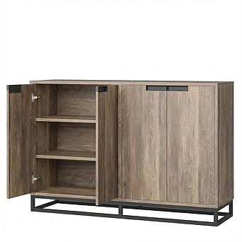 55" Sideboard Buffet Cabinet - 4 Doors & Adjustable Shelves, Multi-Scene Storage for Dining Room