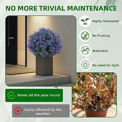 2 Pack 23.6'' Artificial Lavender Topiary Ball Tree -UV Resistant with Ground Spike for Garden Decor