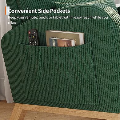 Modern Nursery Rocking Chair,High Back Glider with Pillow, Side Pockets for Bedroom & Nursing Room