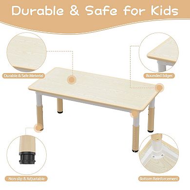 Kids Table and Chair Set, Height Adjustable Toddler Table and 4 Chairs Set for Ages 2-10(120*60cm)