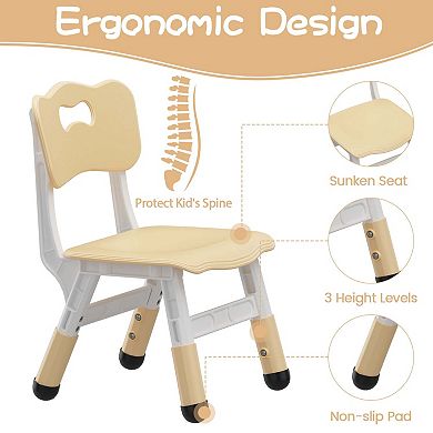 Kids Table and Chair Set, Height Adjustable Toddler Table and 4 Chairs Set for Ages 2-10(120*60cm)