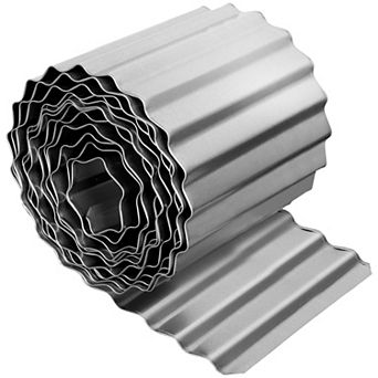 Waved Metal Garden Edging, Silver Steel Landscape edge Durable, Flexible Edging for Flower Beds