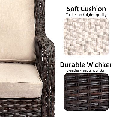 Swivel Rocker Patio Bistro Set with Cushioned Glider Rocking Chairs & Armored Glass Side Table