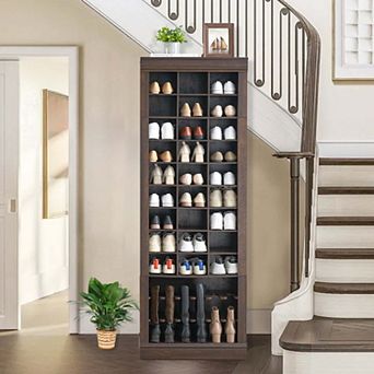 Shoe Storage Cabinet with 27 Cubbies and Tall Boot Racks,Tall Shoe Rack Organizer Cabinet
