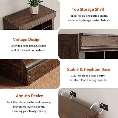 Shoe Storage Cabinet with 27 Cubbies and Tall Boot Racks,Tall Shoe Rack Organizer Cabinet