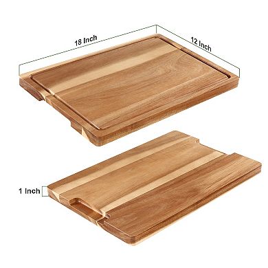 18"x12" Large Acacia Cutting Boards for Kitchen, Wooden Cutting Board with Juice Groove
