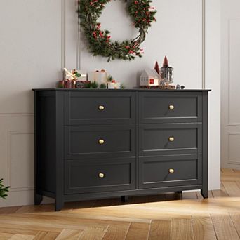 6 Drawer Dresser for Bedroom, Modern Wood Storage Cabinet for Living Room, Closet or Entryway