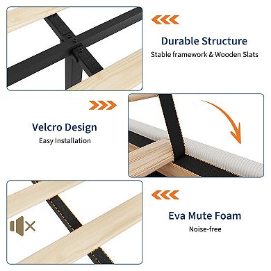 Upholstered Platform Bed Frame with Storage Drawers,Wingback with Tufted Headboard and Footboard