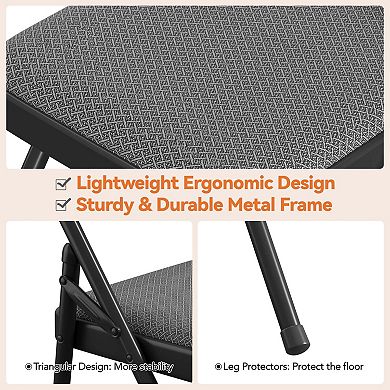 Folding Chairs, Linen Padded Foldable Chair,Metal Folding Chair with Soft Cushion and Back