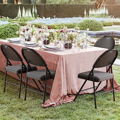Folding Chairs, Linen Padded Foldable Chair,Metal Folding Chair with Soft Cushion and Back