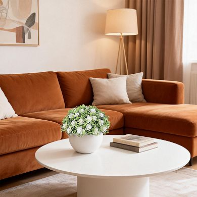 4pcs Colorful Artificial Potted Plants Mini Faux Greenery in Small White Pots for Home Decor