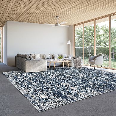 ANIXOL Vintage Floral Washable Area Rug Non-Slip Soft Low Pile Carpet