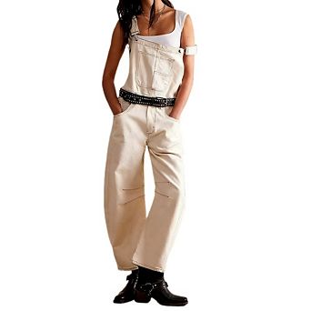 Women's Denim Overall Casual Straight Wide Leg Bib Jeans Adjustable Straps Stretch Denim Romper
