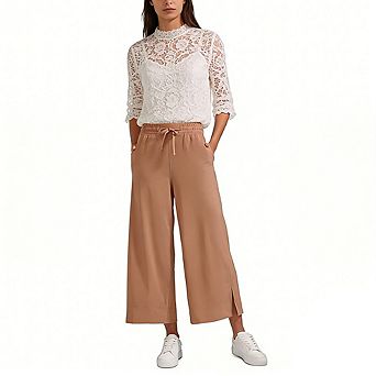 Women's Lightweight High Waist Wide Leg Pants Loose Flowy Side Slit Palazzo Trousers