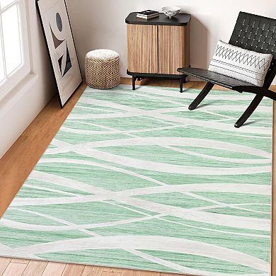 ANIXOL Washable Area Rug Non-Slip Low Pile Foldable Modern Carpet