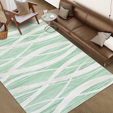 ANIXOL Washable Area Rug Non-Slip Low Pile Foldable Modern Carpet