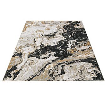 ANIXOL Modern Marble Washable Area Rug Non-Slip Low Pile Abstract Carpet