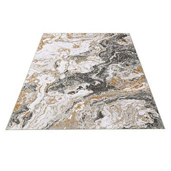 ANIXOL Modern Marble Washable Area Rug Non-Slip Low Pile Abstract Carpet