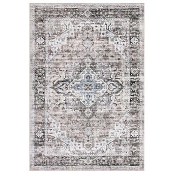 ANIXOL Washable Vintage Area Rug Non-Slip Low Pile Carpet