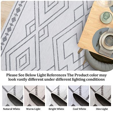 ANIXOL Soft Washable Modern Geometric Area Rug - Non-Slip, Stain Resistant