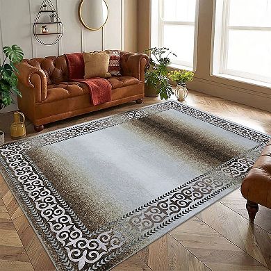 ANIXOL Washable Ombre Area Rug Non-Slip Soft Low Pile Carpet