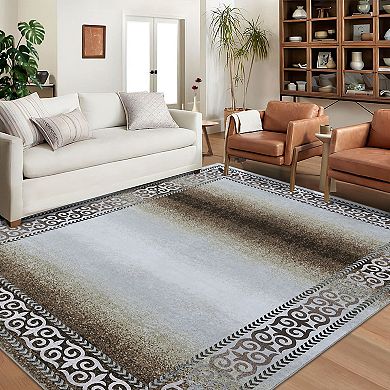 ANIXOL Washable Ombre Area Rug Non-Slip Soft Low Pile Carpet
