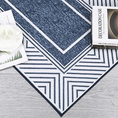 ANIXOL Modern Washable Area Rug Non-Slip Geometric Low Pile Carpet