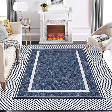 ANIXOL Modern Washable Area Rug Non-Slip Geometric Low Pile Carpet