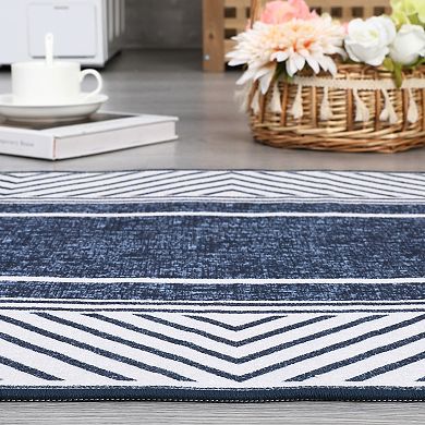 ANIXOL Modern Washable Area Rug Non-Slip Geometric Low Pile Carpet
