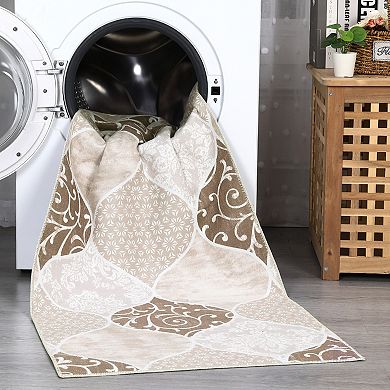 ANIXOL Washable Farmhouse Area Rug Soft Stain Resistant Carpet