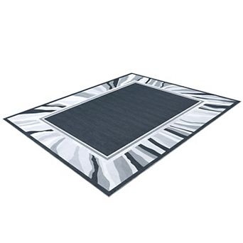 ANIXOL Modern Bordered Washable Area Rug Non-Slip Low Pile Carpet