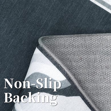 ANIXOL Modern Bordered Washable Area Rug Non-Slip Low Pile Carpet