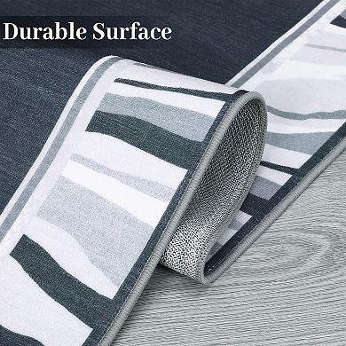 ANIXOL Modern Bordered Washable Area Rug Non-Slip Low Pile Carpet
