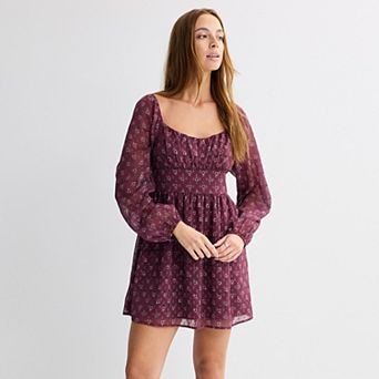 Juniors' Live To Be Spoiled Smocked Square Neck Dress