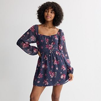 Juniors' Live To Be Spoiled Smocked Square Neck Dress