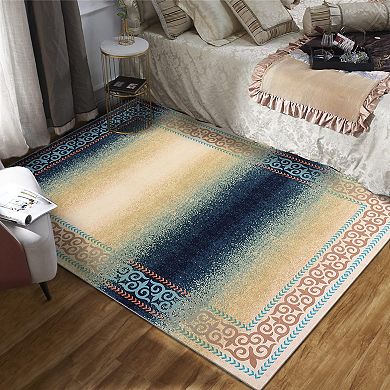 ANIXOL Washable Ombre Area Rug Non-Slip Soft Low Pile Carpet