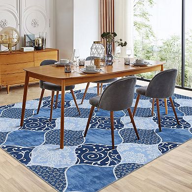 ANIXOL Washable Farmhouse Area Rug Soft Stain Resistant Carpet