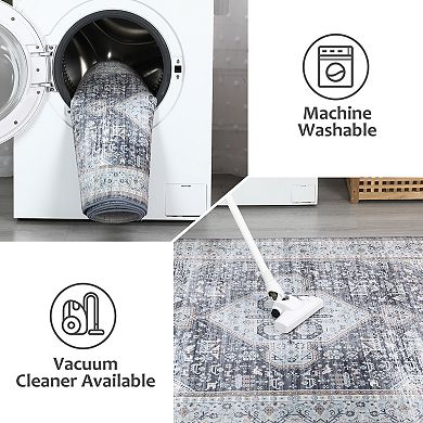 ANIXOL Vintage Boho Oriental Area Rug Non-Slip Washable Low Pile