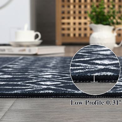 ANIXOL Vintage Geometric Washable Area Rug Non-Slip Low Pile Carpet