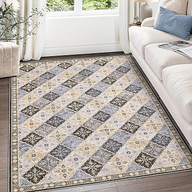 ANIXOL Washable Vintage Area Rug Non-Slip Soft Low Pile Carpet