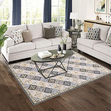 ANIXOL Washable Vintage Area Rug Non-Slip Soft Low Pile Carpet