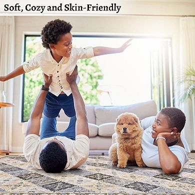 ANIXOL Washable Vintage Area Rug Non-Slip Soft Low Pile Carpet