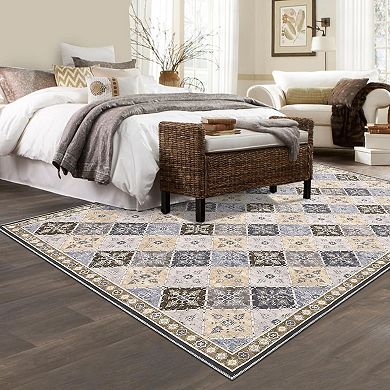 ANIXOL Washable Vintage Area Rug Non-Slip Soft Low Pile Carpet