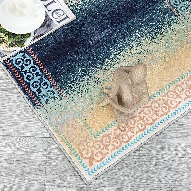 ANIXOL Washable Ombre Area Rug Non-Slip Soft Low Pile Carpet