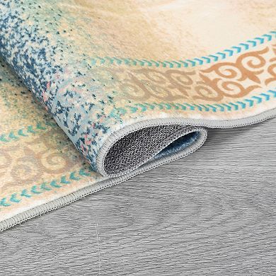 ANIXOL Washable Ombre Area Rug Non-Slip Soft Low Pile Carpet