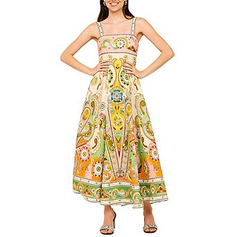 Women's Boho Spaghetti Strap Maxi Dress Sleeveless Bow Detail Elastic Back Summer Long Dress